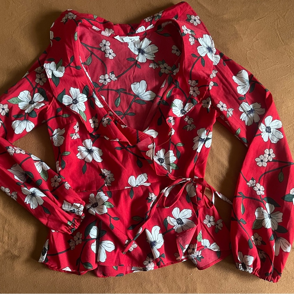 Red Floral Blouse
